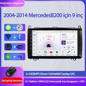Otolas Mercedes B200 Için 9 Inç Carplay Navigasyon - Wifi Desteği 2+32GB Gps Kamera - 2004-2014 Model