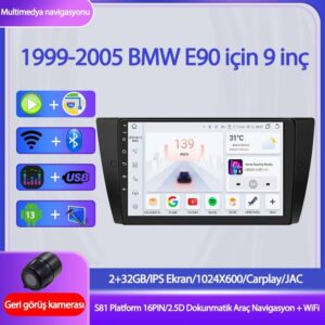 Otolas Bmw E90 2006-2012 9 Inç Carplay Android Auto Gps Navigasyon 2+32GB Kameralı Oto Multimedya Sistemi