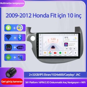 Otolas Honda Fit Wifi Gps Carplay 10 Inç 2+32GB Kamera Multimedya Navigasyon Sistemi - 2009-2012 Model