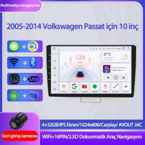Otolas Volkswagen Passat 4 GB Ram 32 GB Hafıza 10 Inç Multimedya Carplay Navigasyon Kamera - 2005-2014 Yıl Uyumlu